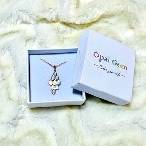 Rose gold plated sterling silver teardrop opal necklace